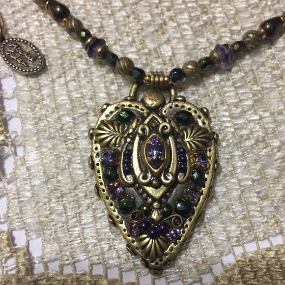 Vintage Michal Golan Crystal Heart Necklace - Picture 3 of 9